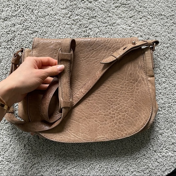 ALEXANDER WANG Taupe Pebbled Lambskin Leather Rose Gold Crossbody Messenger Bag - Picture 6 of 16
